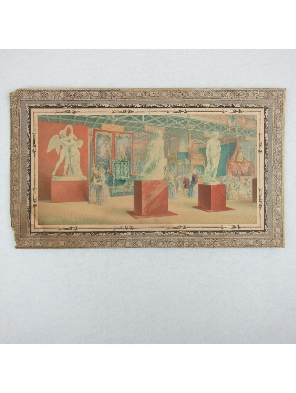 Antique George Baxter Print Great Exhibition 1851 Interior French Department